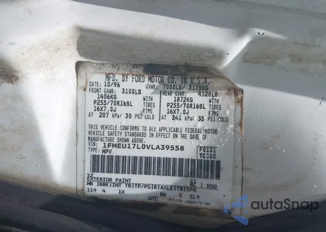 1997 Ford Expedition Eddie Bauer/Xlt из США, поврежденный, VIN 1FMEU17L0VLA39558